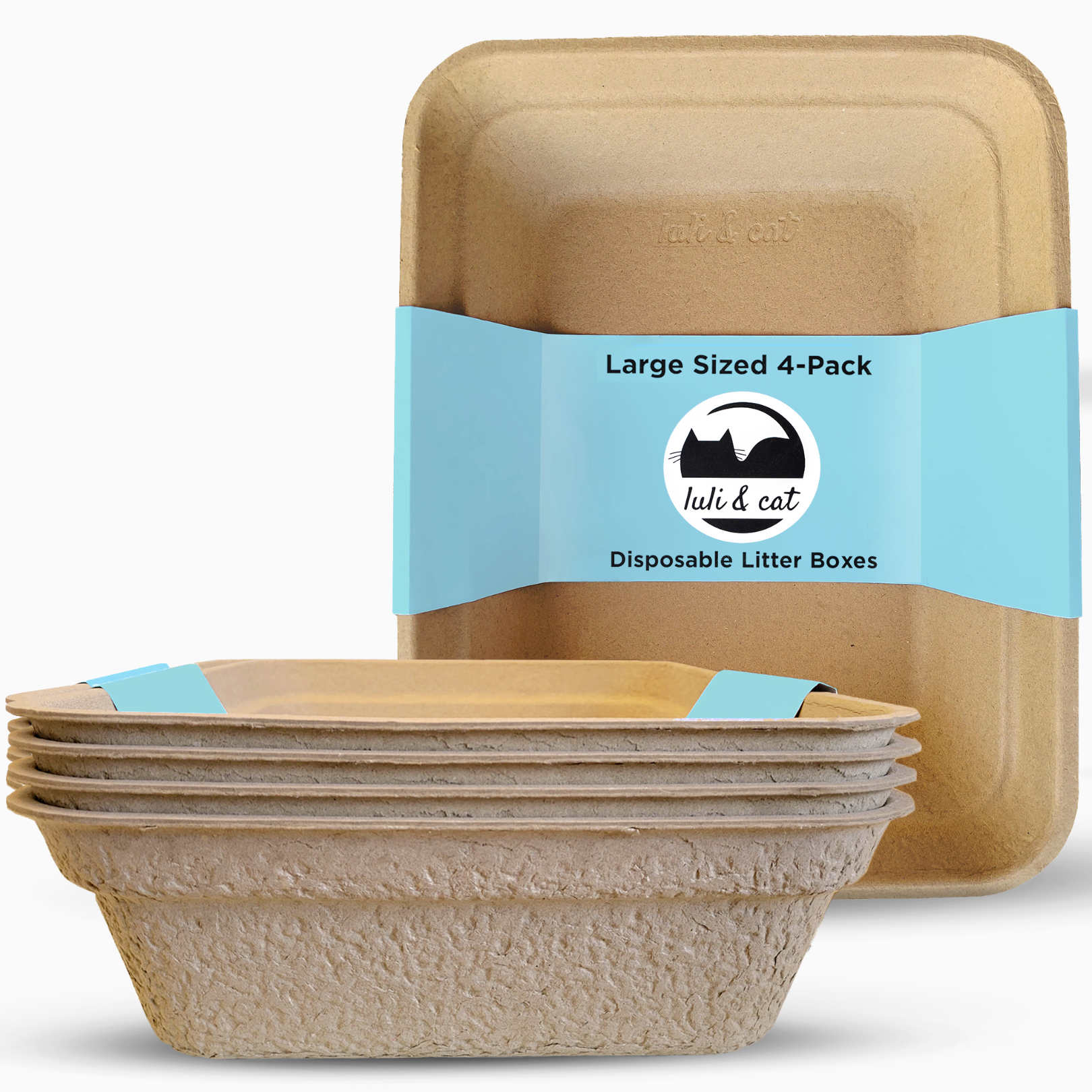 Disposable Litter Boxes - Size Large 4-Pack - Brown