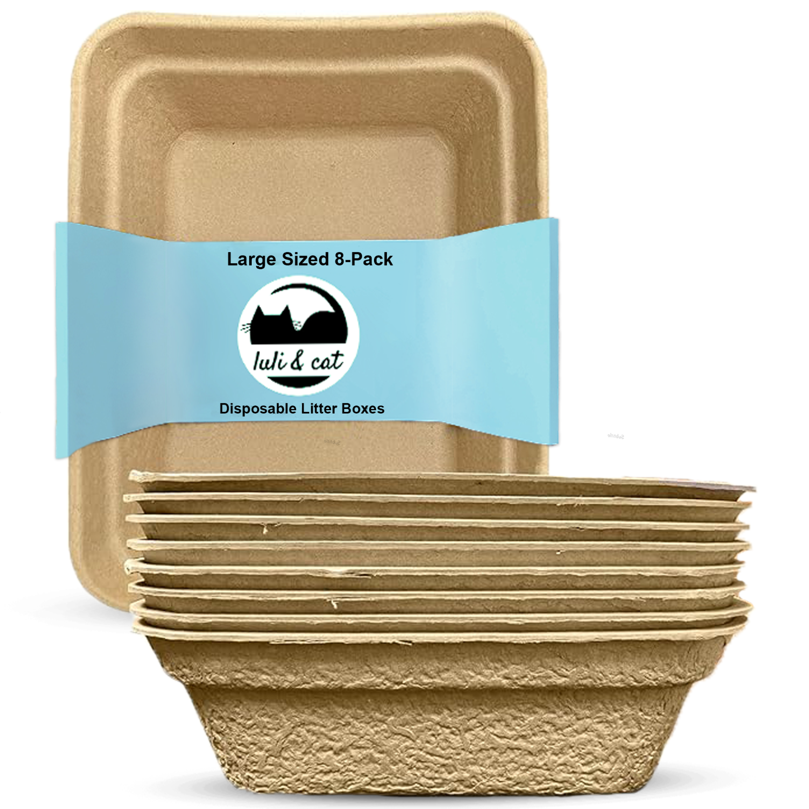 Disposable Litter Boxes - Size Large 8-Pack - Brown