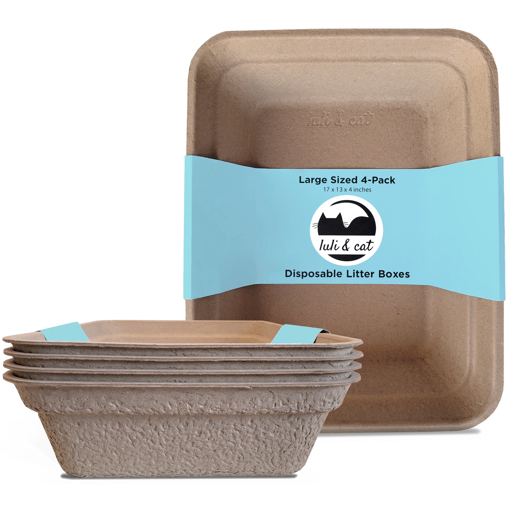 Disposable litter boxes - brown colored 4-pack