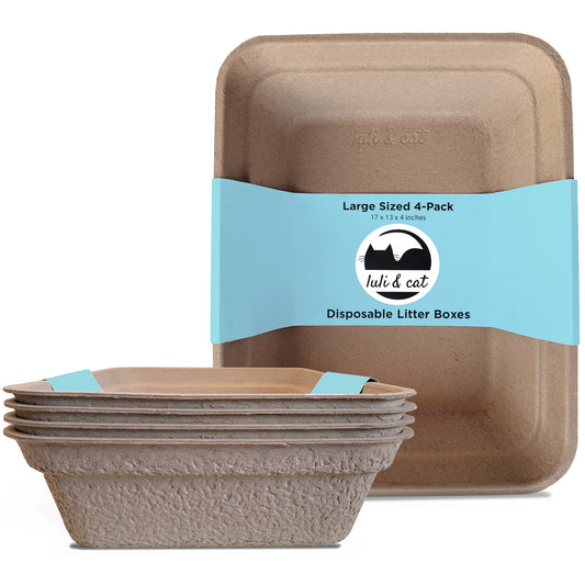 Disposable litter boxes - brown colored 4-pack