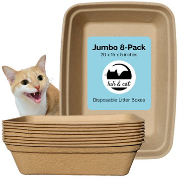 Disposable Litter Boxes - Size Jumbo 8-Pack - Brown